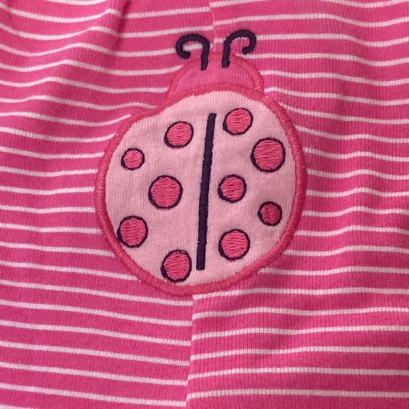 HP⭐️ Children’s Place Pink White Striped Wiggle Pants 6-9 mos Cotton Lady Bug - Picture 2 of 6